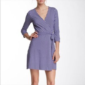 Diane Von Furstenberg DVF Purple and White Wrap Dress